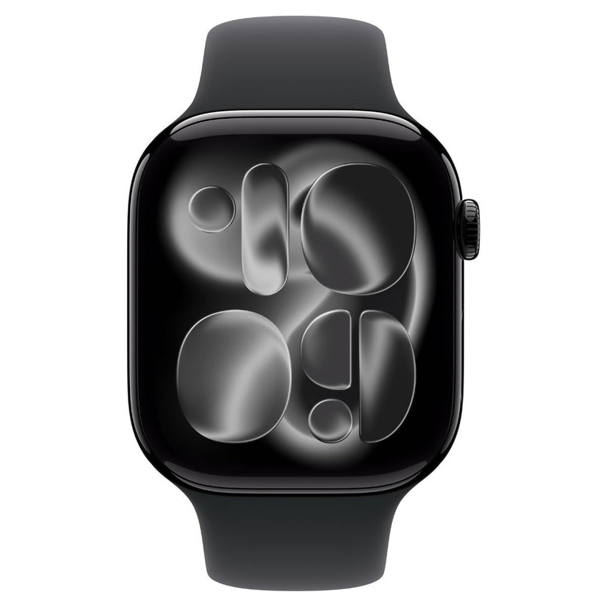 Apple Watch Series 11 GPS + Cellular 46mm Jet Black Aluminium Case with Black Sport Band - S/M
