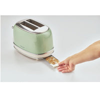 Ariete Vintage Toaster 810W 2 Slice Green Stylish & Practical Toaster for Breakfast