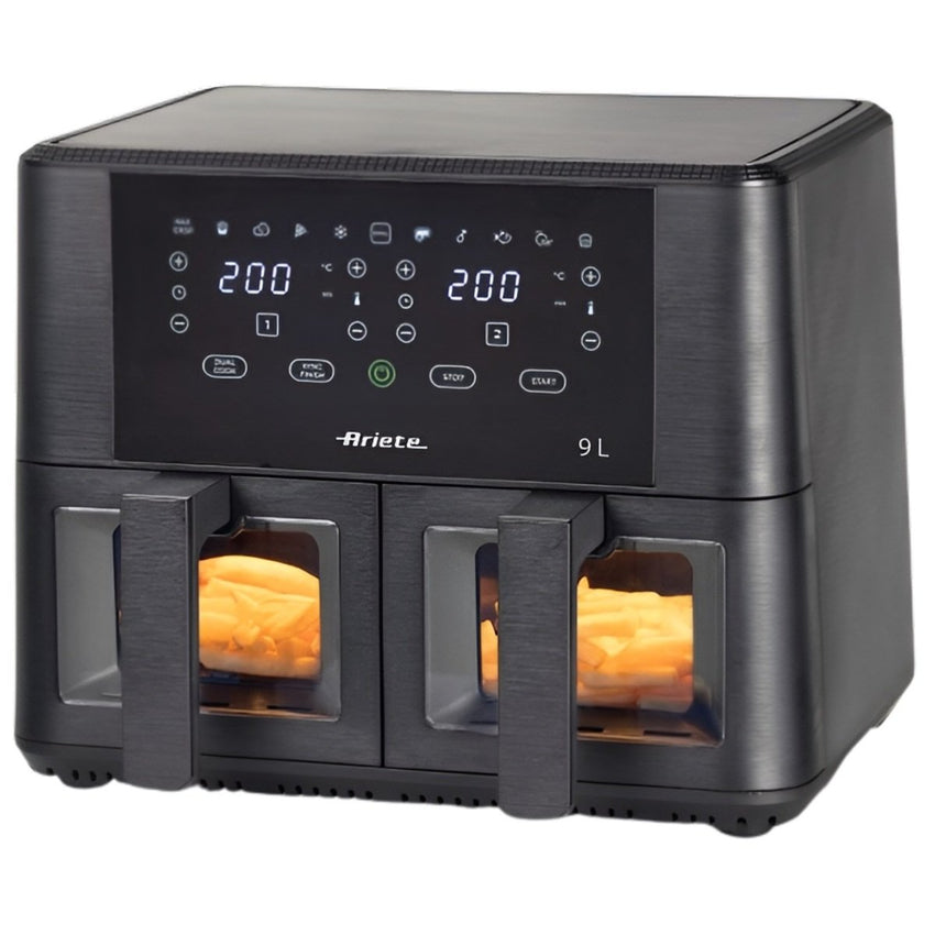 Ariete Dual Air Fryer 9L 2400W Black High-Power Cooking with Dual Capacity