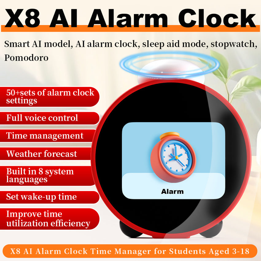 Leedor AI Clock Red - Voice Activated Ai Clock