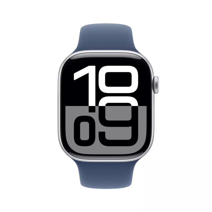 Apple Watch Series 10 GPS 46mm Silver Aluminium Case with Denim Sport Band - M/L
