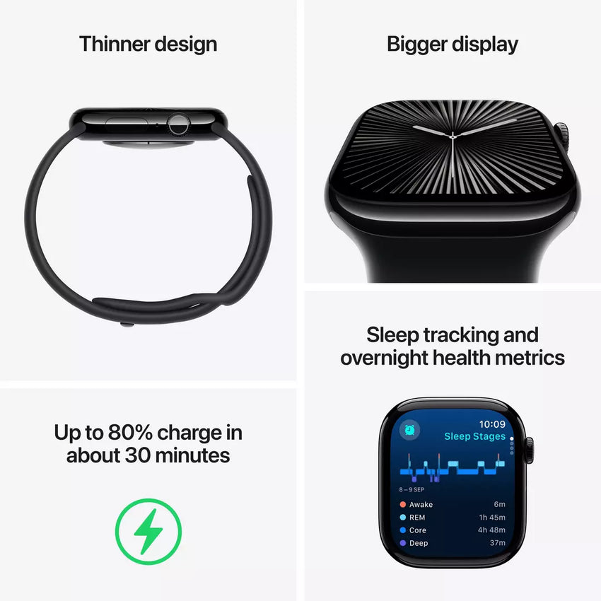 Apple Watch Series 10 GPS 46mm Silver Aluminium Case with Blue Cloud Sport Loop