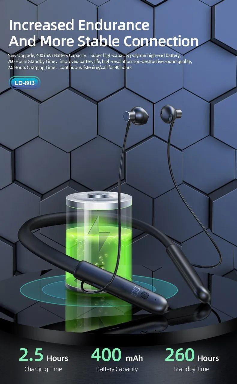 LEEDOR Pure Sound Magnetic Wireless BT5.3 Sports Headphones  LD-803