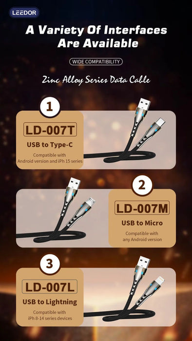 LEEDOR Zinc Alloy Series Fast Charge Data Cable LD-007L