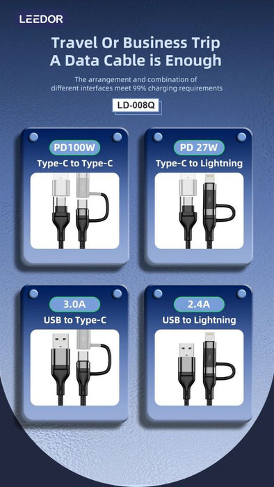 LEEDOR Aluminium Alloy Series Fast Charge Data Cable LD-008Q