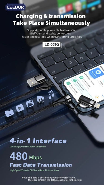 LEEDOR Aluminium Alloy Series Fast Charge Data Cable LD-008Q