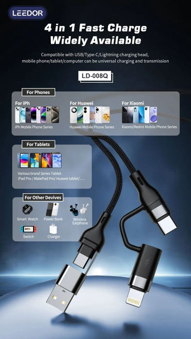 LEEDOR Aluminium Alloy Series Fast Charge Data Cable LD-008Q