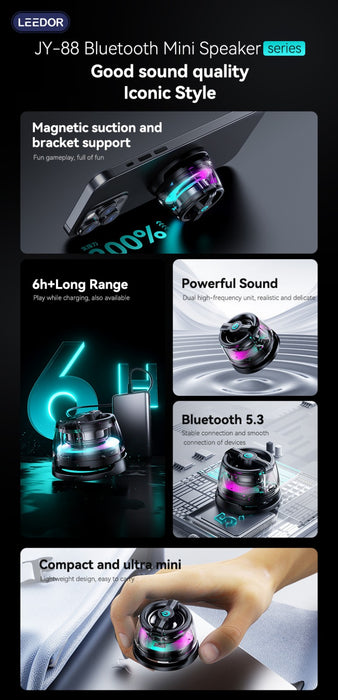 LEEDOR Mobile Phone Stand Sports Outdoor Camping Magnetic Audio New Mini Bluetooth Speaker JY88