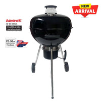 Admiral 22" Charcoal Grill - 22x50cm, Compact Grill for Portable Outdoor Cooking