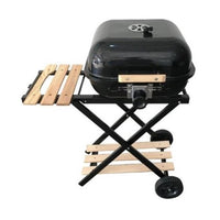 Admiral 18" Charcoal Grill with Side Wood, Portable BBQ Grill for Outdoor Cooking