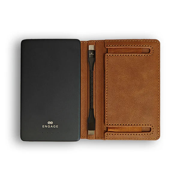 ENGAGE Magnetic Power Bank & RFID Wallet Combo | 5000mAh | Dark Brown