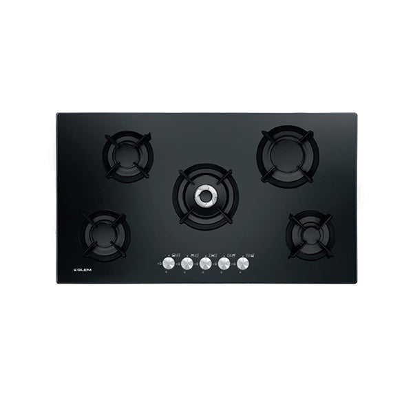 Glemgas Crystal Glass Gas Hob 90cm GLGV955HBK - Stainless Steel