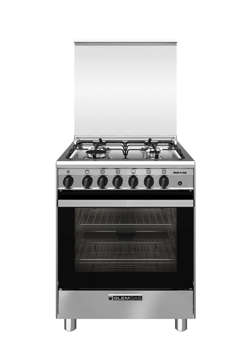 Glemgas Gas Cooker 4 Burners 60X60cm, GLSE6611GI01UT - Stainless Steel