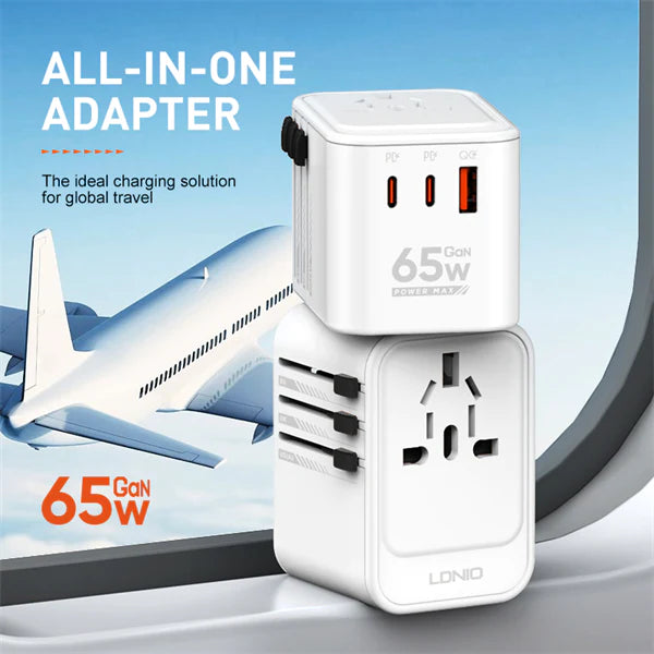 Ldnio 3 USB Ports 65W GaN Travel Converter Adapter Z6