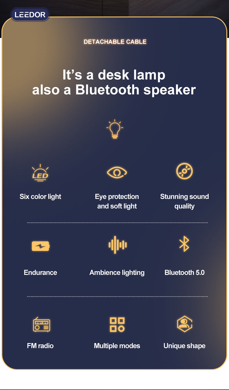 LEEDOR wireless FM remote control, Bluetooth sound system, music neutral desk lamp, Bluetooth speaker LD-JY-85