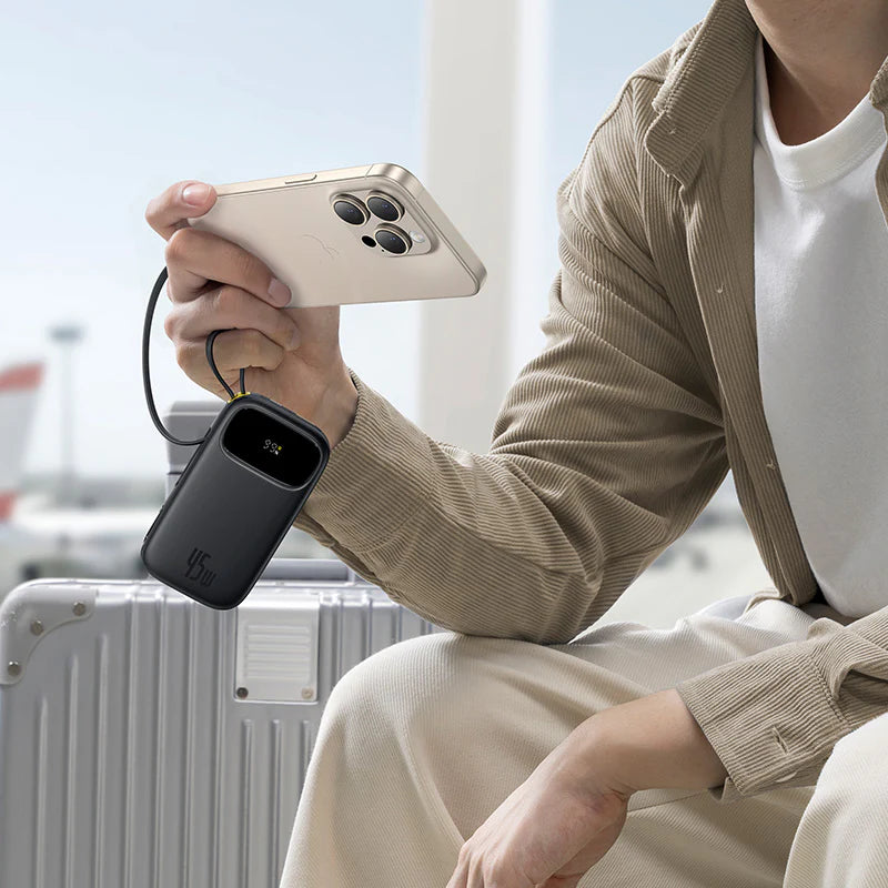 Baseus EnerFill FC31 Qpow 3 Digital Display Power Bank with USB-C+iP Cables 20000mAh 45W - Cosmic Black