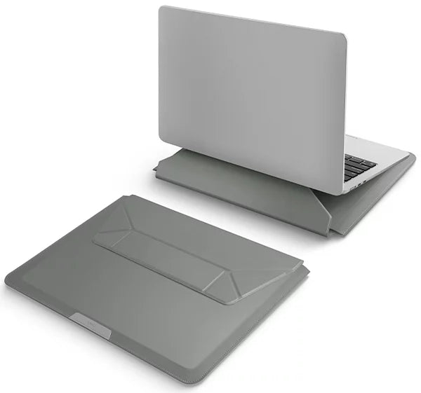 UNIQ OSLO LAPTOP SLEEVE WITH FOLDABLE STAND (UP TO 14”)  - LICHEN GREEN (LICHEN GREEN)