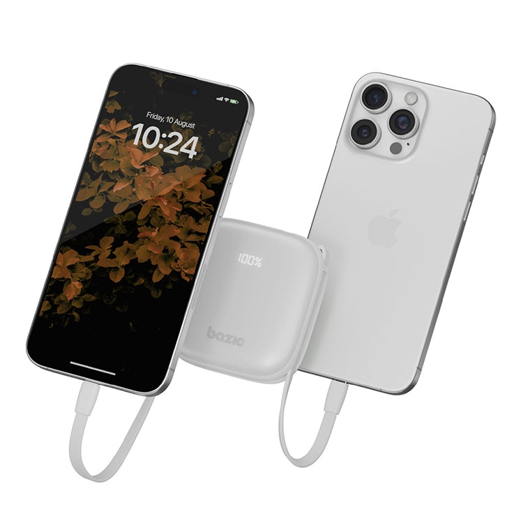 BAZIC GOPOWER FUSION, 3IN1 10000MAH POWERBANK WITH BUILT-IN USB-C AND LIGHTNING CABLE - VANILLA