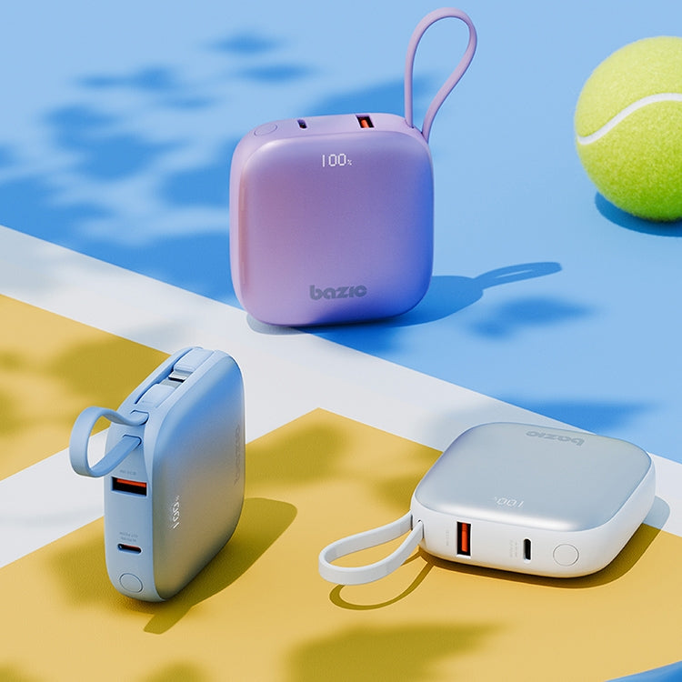 BAZIC GOPOWER FUSION, 3IN1 10000MAH POWERBANK WITH BUILT-IN USB-C AND LIGHTNING CABLE - VANILLA