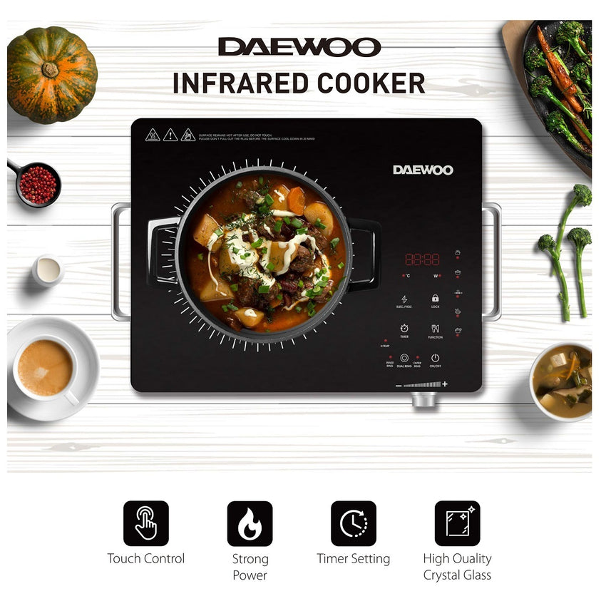 Daewoo 2000W Electric Single Infrared Cooker - Black
