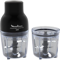 MOULINEX 300W Electric Food Chopper, 0.4L/400ML Mini Food Processor with 4 Stainless Steel Blades & Bowl Attachment, for Chopping, Grinding, Slicing (Model DJ520827)