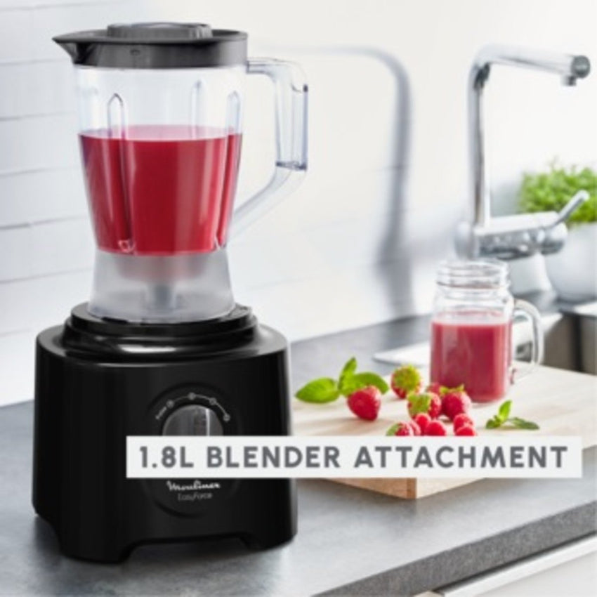 Moulinex 800W Power Food Processor - 25 Functions & 6 Attachments - Black - FP247827