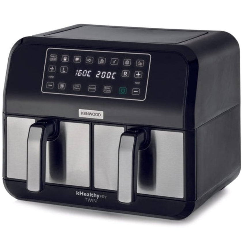 Kenwood Digital Twin Air Fryer 4 Liters + 4 Liters, Black/Silver - HFM75.000MB