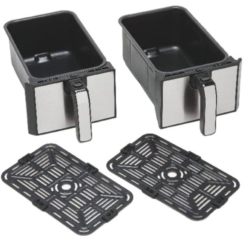 Kenwood Digital Twin Air Fryer 4 Liters + 4 Liters, Black/Silver - HFM75.000MB