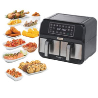 Kenwood Digital Twin Air Fryer 4 Liters + 4 Liters, Black/Silver - HFM75.000MB