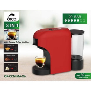 Orca 3-in-1 Coffee Capsule Machine 1400 Watts 850ml, Red - OR-CCM-MA-X6(R)