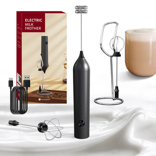 Orca Rechargeable Electric Milk Frother 3 Speeds, Black - OR-MF-13BS