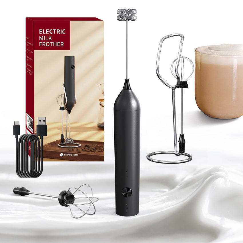 Orca Rechargeable Electric Milk Frother 3 Speeds, Black - OR-MF-13BS