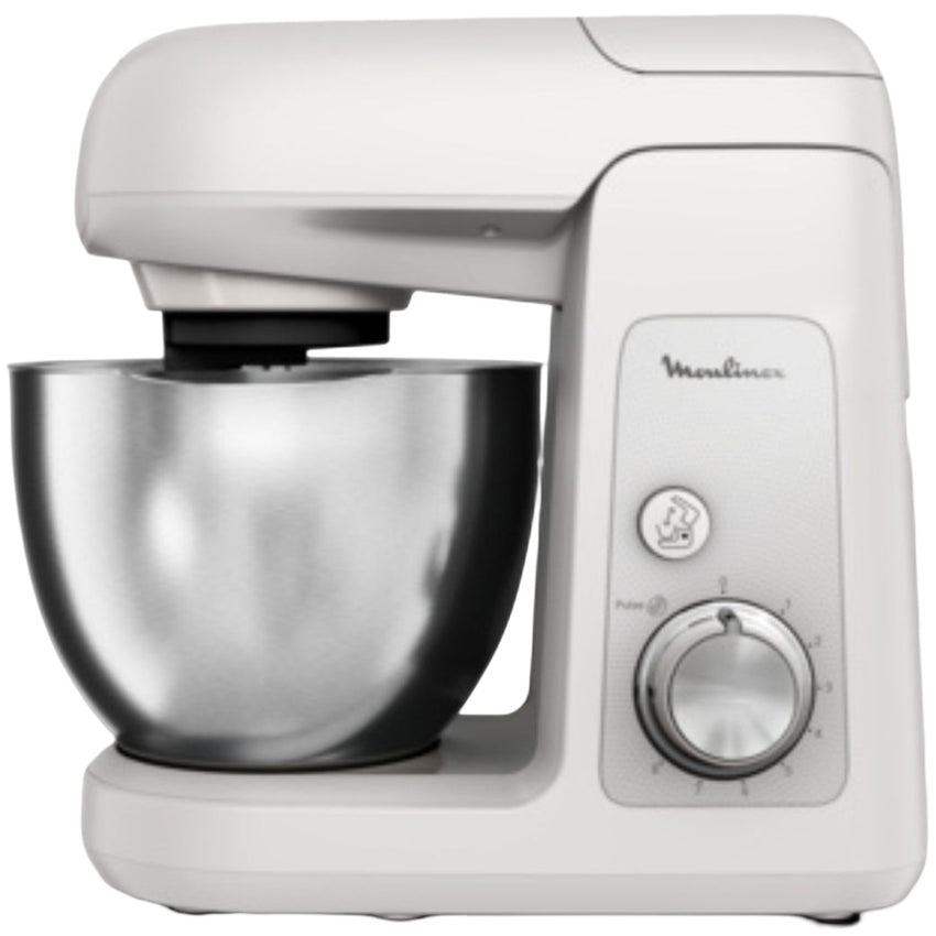 MOULINEX QA521B27 8-Speed Stand Mixer - 1100W Heavy-Duty Kitchen Machine with 4 Attachments (Dough Hook, Beater, Whisk)