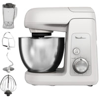 MOULINEX QA521B27 8-Speed Stand Mixer - 1100W Heavy-Duty Kitchen Machine with 4 Attachments (Dough Hook, Beater, Whisk)