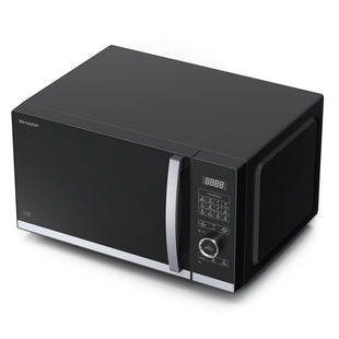 Sharp 25L Black Flatbed Microwave Oven - No Turntable, Easy Clean (R-25GSF-BK3)