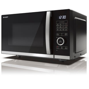 Sharp 25L Black Flatbed Microwave Oven - No Turntable, Easy Clean (R-25GSF-BK3)