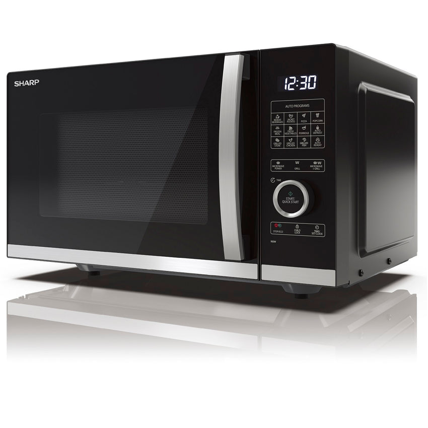 Sharp 25L Black Flatbed Microwave Oven - No Turntable, Easy Clean (R-25GSF-BK3)