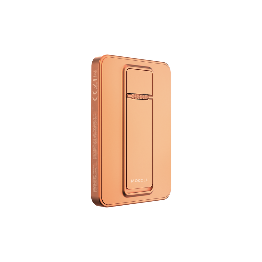 MOCOLL 5000mAh Orange Magnetic Power Bank Stand – PD 20W Fast Wireless Charging