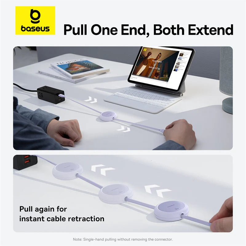 Baseus Free2Pull Mini Cable USB-C to USB-C 60W 1m - Nebula Purple