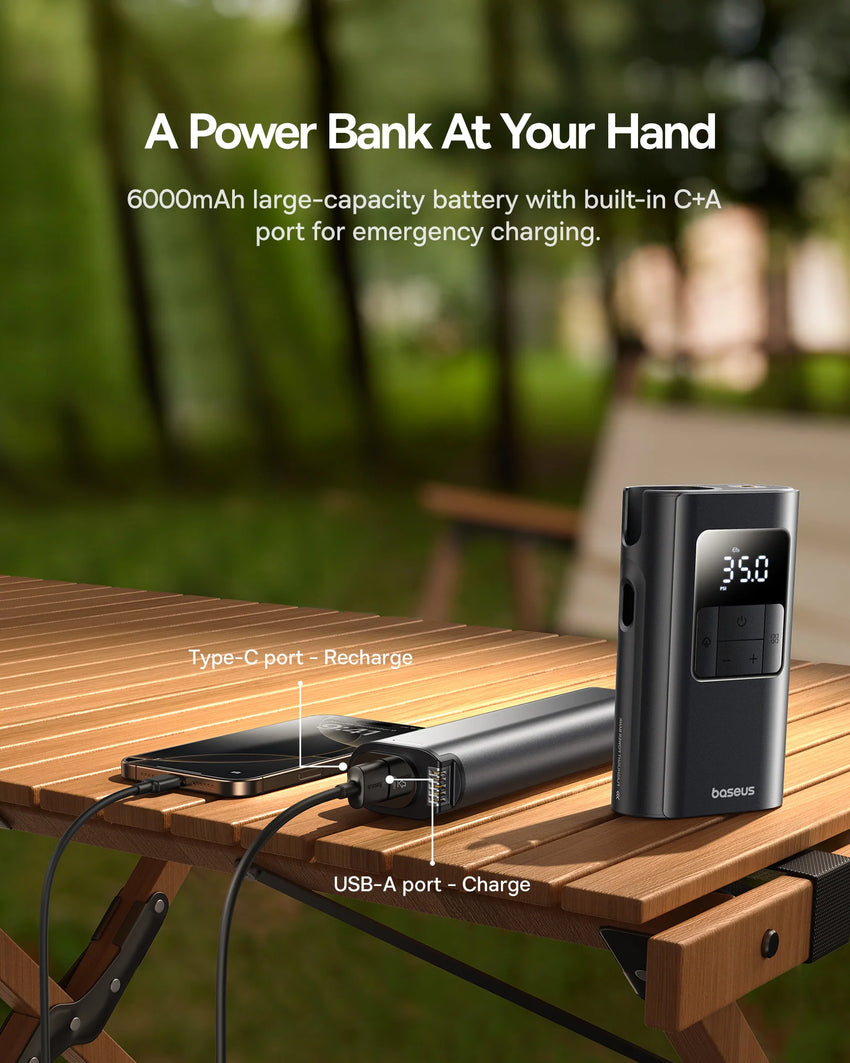 Baseus PrimeTrip VA1 Wired and Wireless 2-in-1 Tire Inflator - Cosmic Black