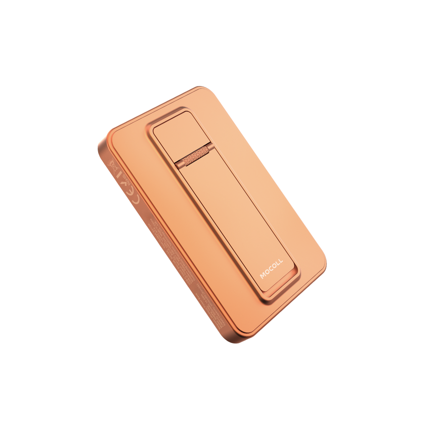 MOCOLL 5000mAh Orange Magnetic Power Bank Stand – PD 20W Fast Wireless Charging