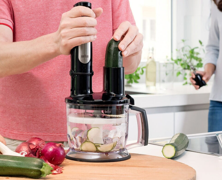 Hand Blender 1000W 600ml Beaker with FP Bowl 1500ml & Whisk ? Versatile Hand Blender Set