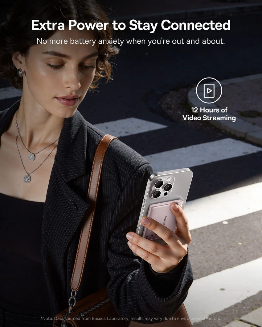 Baseus PicoGo AM31 Qi2 Ultra-Mini Magnetic Power Bank with Kickstand 5000mAh 20W - Nebula Pink