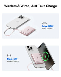 Baseus PicoGo AM31 Qi2 Ultra-Mini Magnetic Power Bank with Kickstand 5000mAh 20W - Nebula Pink