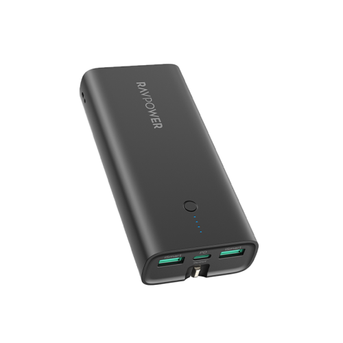 Ravpower RP-RP243 10000mAh 20W 3-Ports With Power Bank UK Plug black