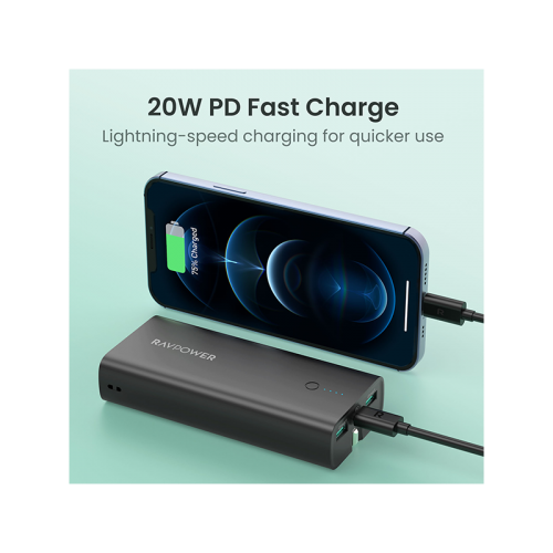 Ravpower RP-RP243 10000mAh 20W 3-Ports With Power Bank UK Plug black