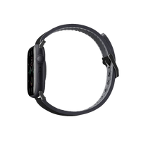 UNIQ STRADEN WATERPROOF LEATHER HYBRID APPLE WATCH STRAP 45/44/42MM MIDNIGHT (BLACK)