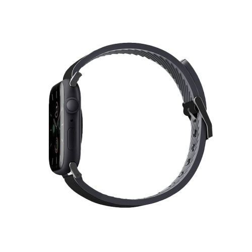 UNIQ STRADEN WATERPROOF LEATHER HYBRID APPLE WATCH STRAP 45/44/42MM MIDNIGHT (BLACK)