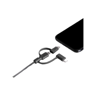 ENERGEA NYLOFLEX 3-IN-1 MICROUSB + LIGHTNING MFI (C89) + USB-C  CHARGE & SYNC CABLE, 1.5M BLACK