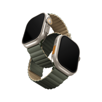 UNIQ REVIX REVERSIBLE MAGNETIC APPLE WATCH STRAP 49/45/44/42MM - MOSS (MOSS GREEN/TAN)